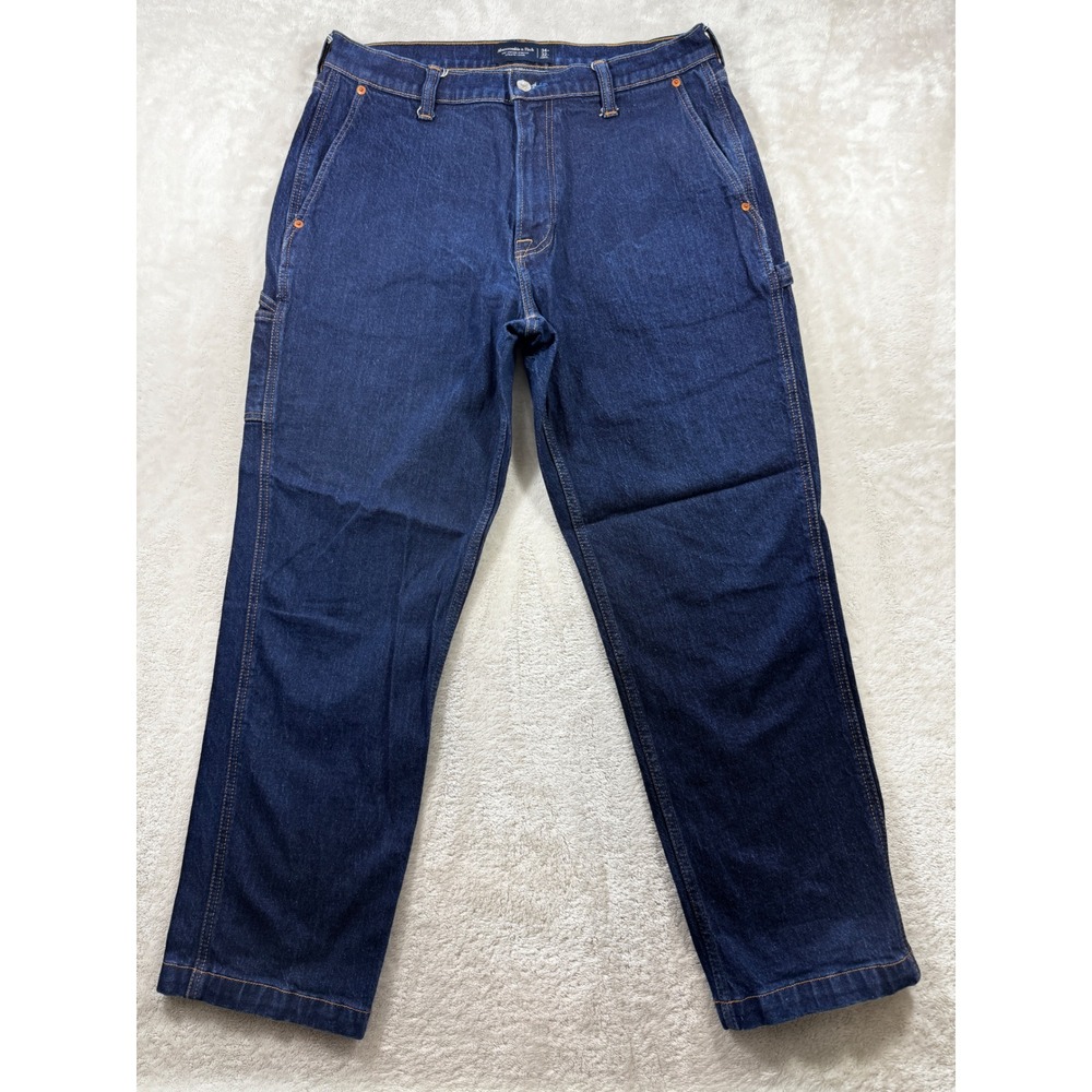 Abercrombie Mens Athletic Loose Vintage Stretch Blue Jeans 34x32 Meas: 34x29